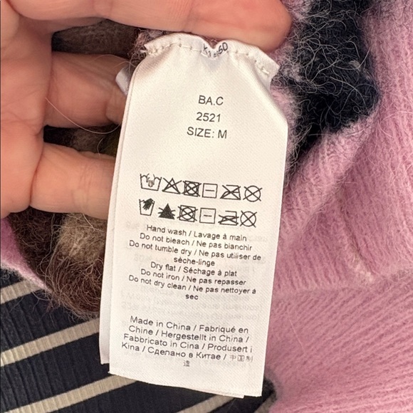 Ganni Alpaca Wool Blend Striped Sweater w Balloon Sleeve Sweater M EUC - Picture 8 of 9